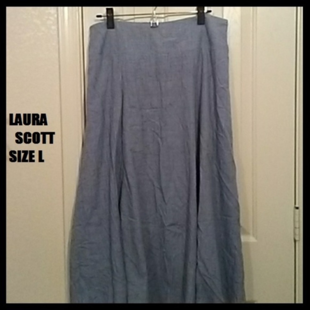 NEW Laura Scott Blue Polyester Cotton L Skirt.